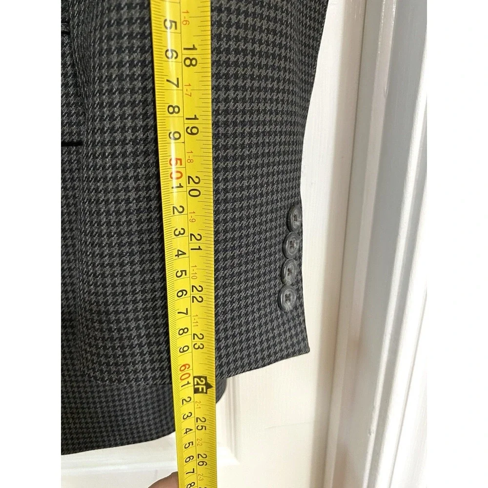 Lauren‎ Ralph Lauren Mens 40R Grey Houndstooth Wool Blazer Sport Coat 2-Button